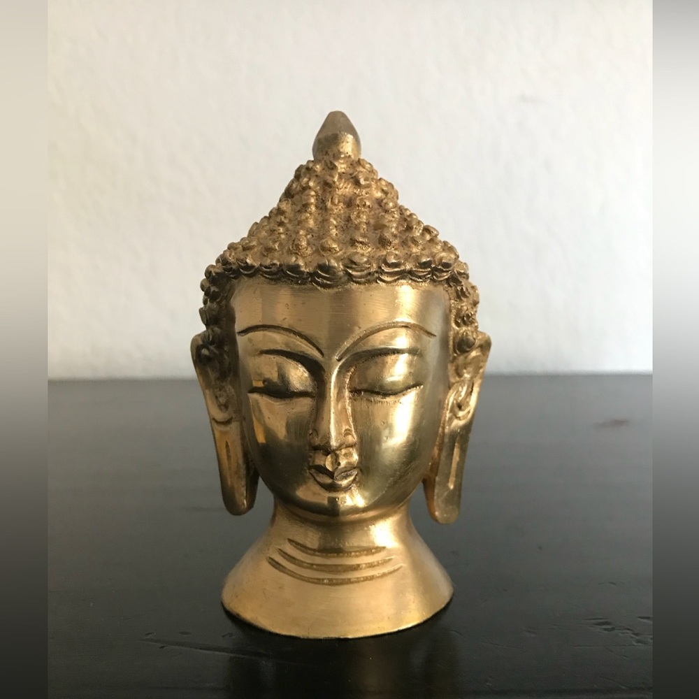 4” Brass Buddha Head Statue